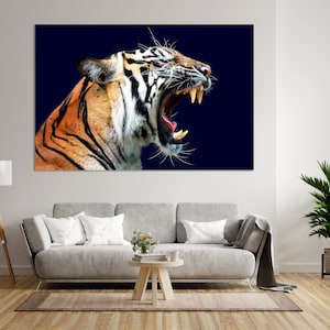 Tiger Wall Art Print – Wild Animal Photography | Big Cat Poster, Wildlife Jungle Decor, Roaring Tiger Artwork for Home & Office