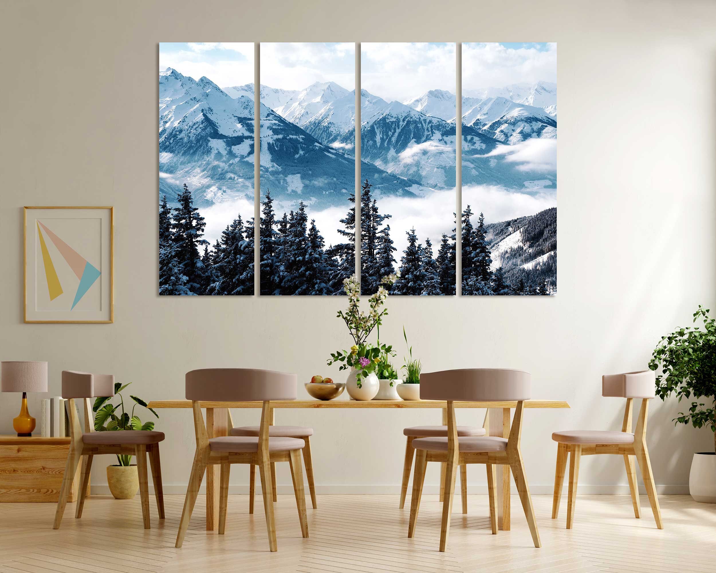 Winter Mountain Landscape Canvas Print – Snowy Alpine Panorama