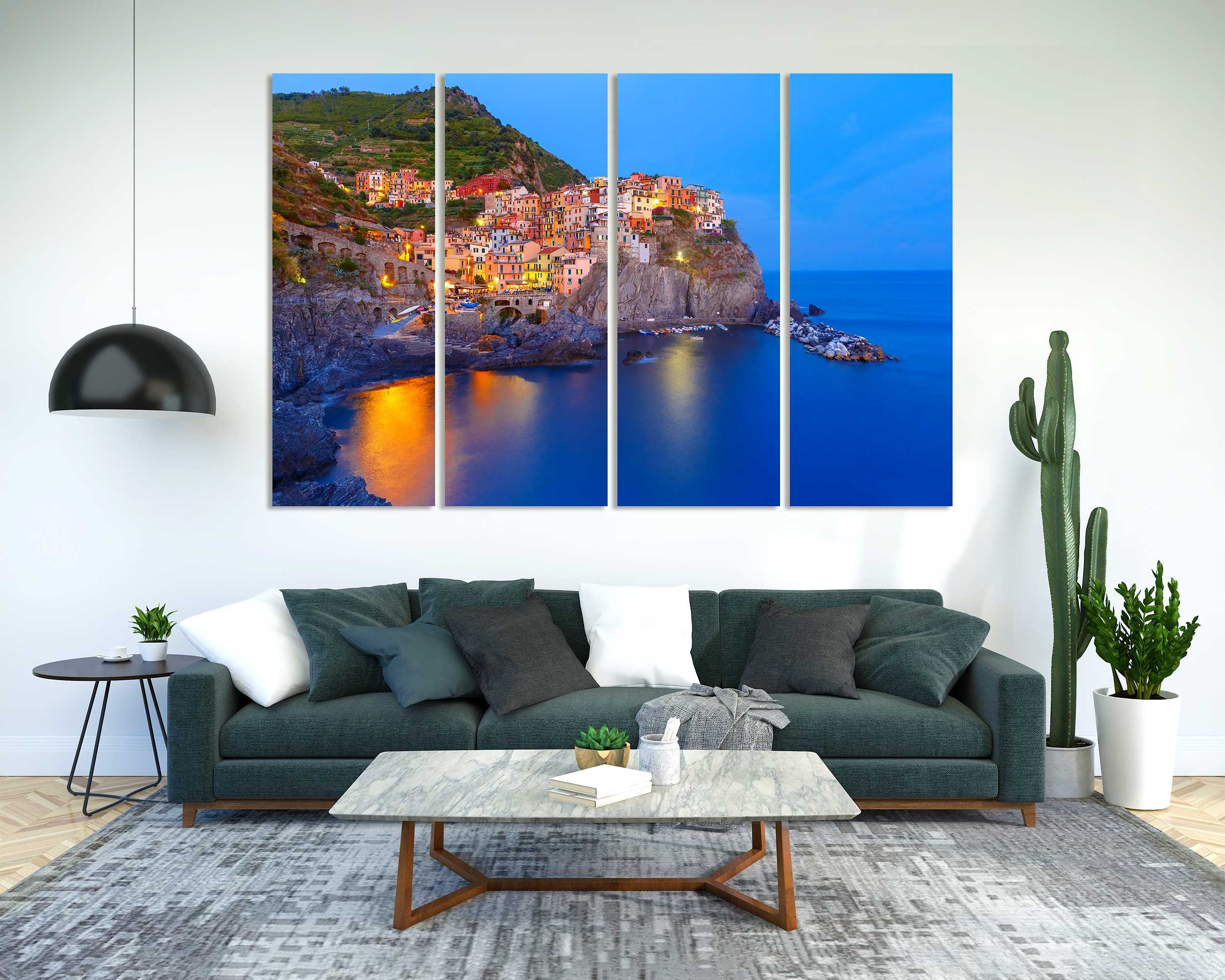 Cinque Stadtbild Cinque auf Foto, Wohnkultur, Terre Leinwand, Arts Italien den Manarola Kunst Buntes Druck Terre Bergen Terre für Cinque in