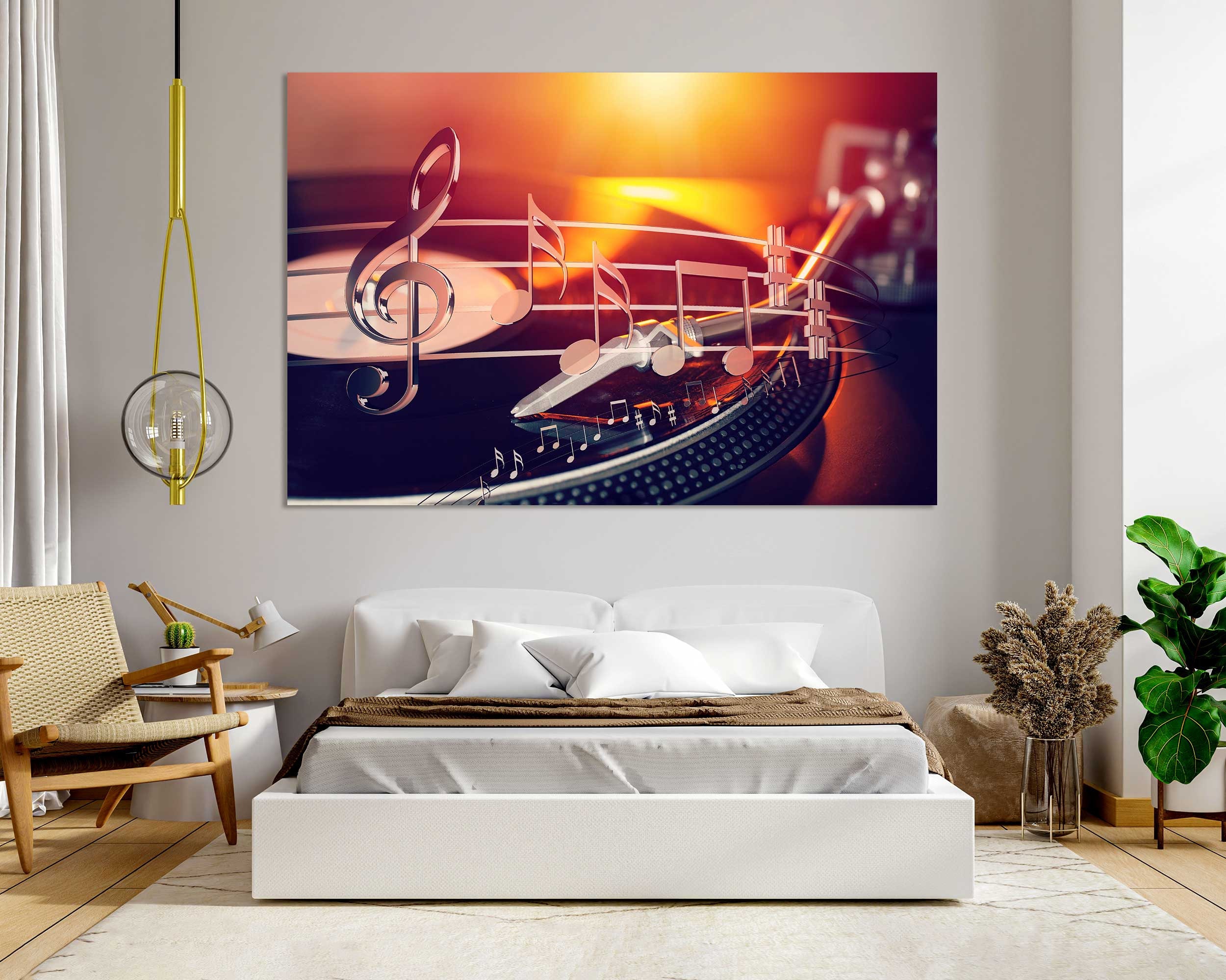 Vinyl Player Music Notes Canvas Print Set, Wall Art Decor - Etsy
