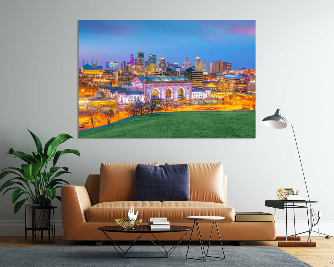 Night Kansas City Wall Decor, Kansas City Modern Art, Kansas City Skyline large Wall Decor