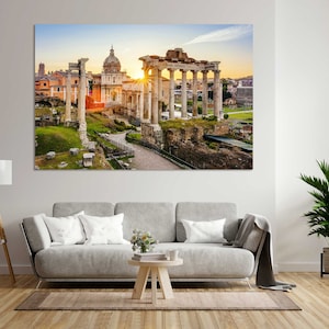 Ancient Architecture of Rome Photo Print on Canvas Rome Cityscape Art Rome at Sunset Wall Art Italy Art for Gift Italy Popular Art Decor