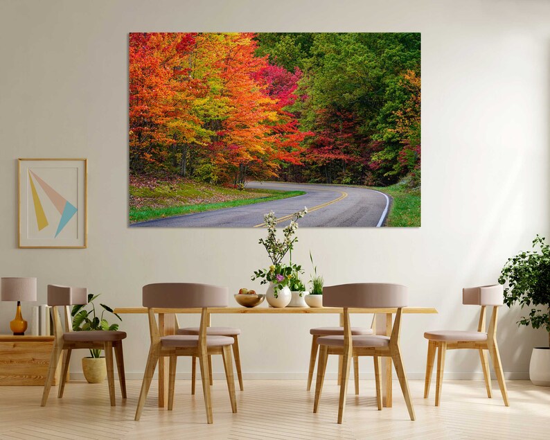 Autumn Road Surrounded by Colorful Trees Popular Decor for Interior