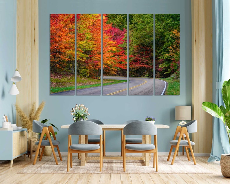 Autumn Road Surrounded by Colorful Trees Popular Decor for Interior