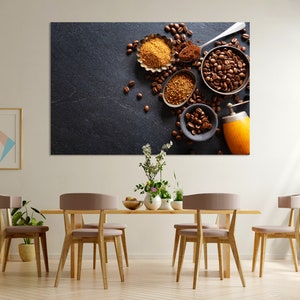 Coffee Decor for wall, Coffee Beans Print Art on Canvas, Coffee Contemporary Wall Art, Original Decor for Kitchen, Coffee Popular Art