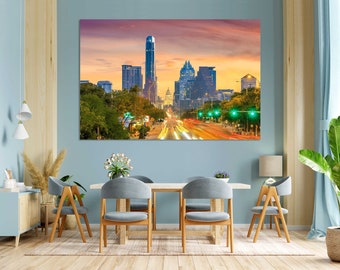 Skyline Austin at Twilight Canvas Decor Austin Cityscape Artwork for Home Original Gift with Austin Image on Canvas for Home Decor