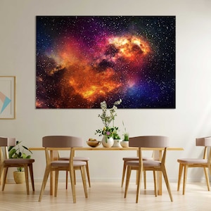 Night Sky with Stars, Print on Canvas, Colorful Print Canvas, Space Design Artwork, Galaxy Large Wall Decor, Cosmos Art