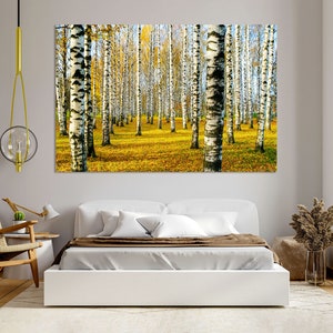 Birch Forest Autumn Photography – Golden Foliage Landscape | Nature Wall Art | Woodland, Rustic Cabin and Outdoor Decor