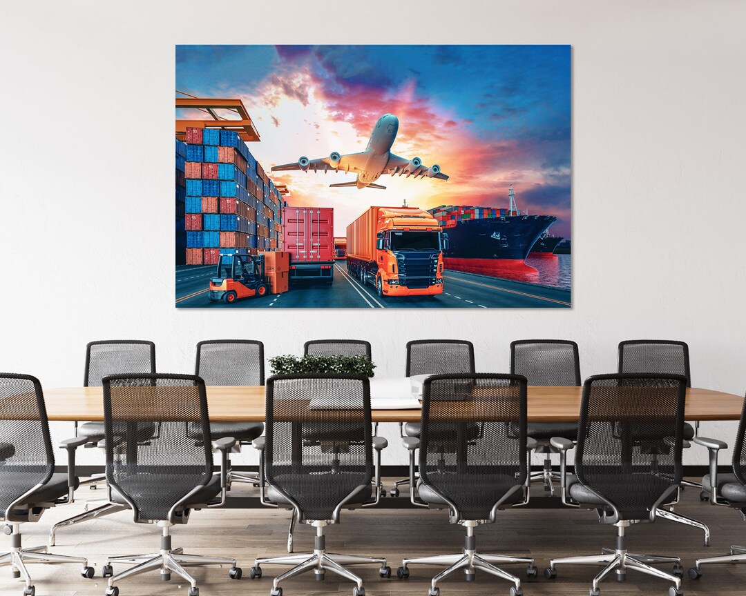 Global Logistics Canvas Print – Cargo Ship, Airplane, Truck Wall Art ...