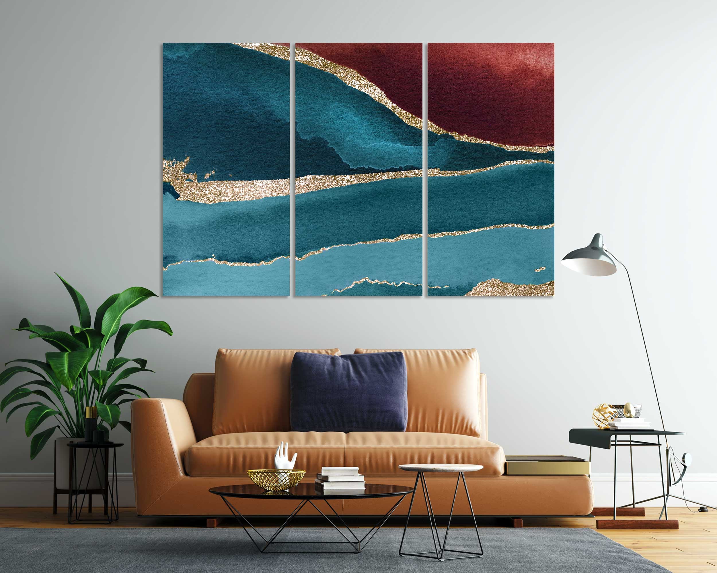 Teal and Brown Abstract Decor Gold Teal Print Art Luxury - Etsy