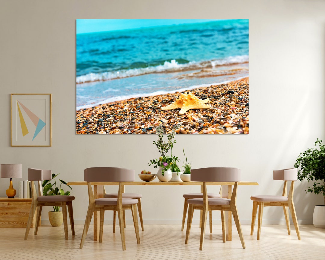 Nautical Wall Decor Starfish Beach Canvas Print for Coastal Bedroom Art ...