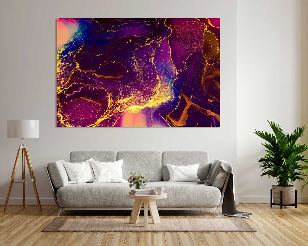 キャンバスに描かれたカラフルなアクリル絵の具、キャンバスに描かれた