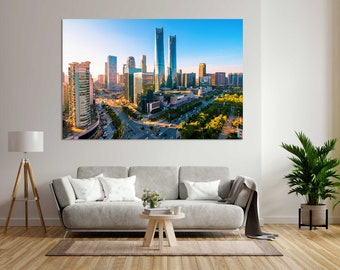 Tel Aviv Sunset Canvas Print, Israel Travel Art, Modern City Decor