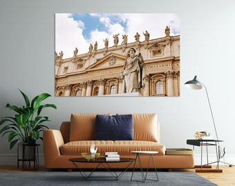 Canvasprint van de Sint-Pietersbasiliek – Architectuurfotografie van Rome