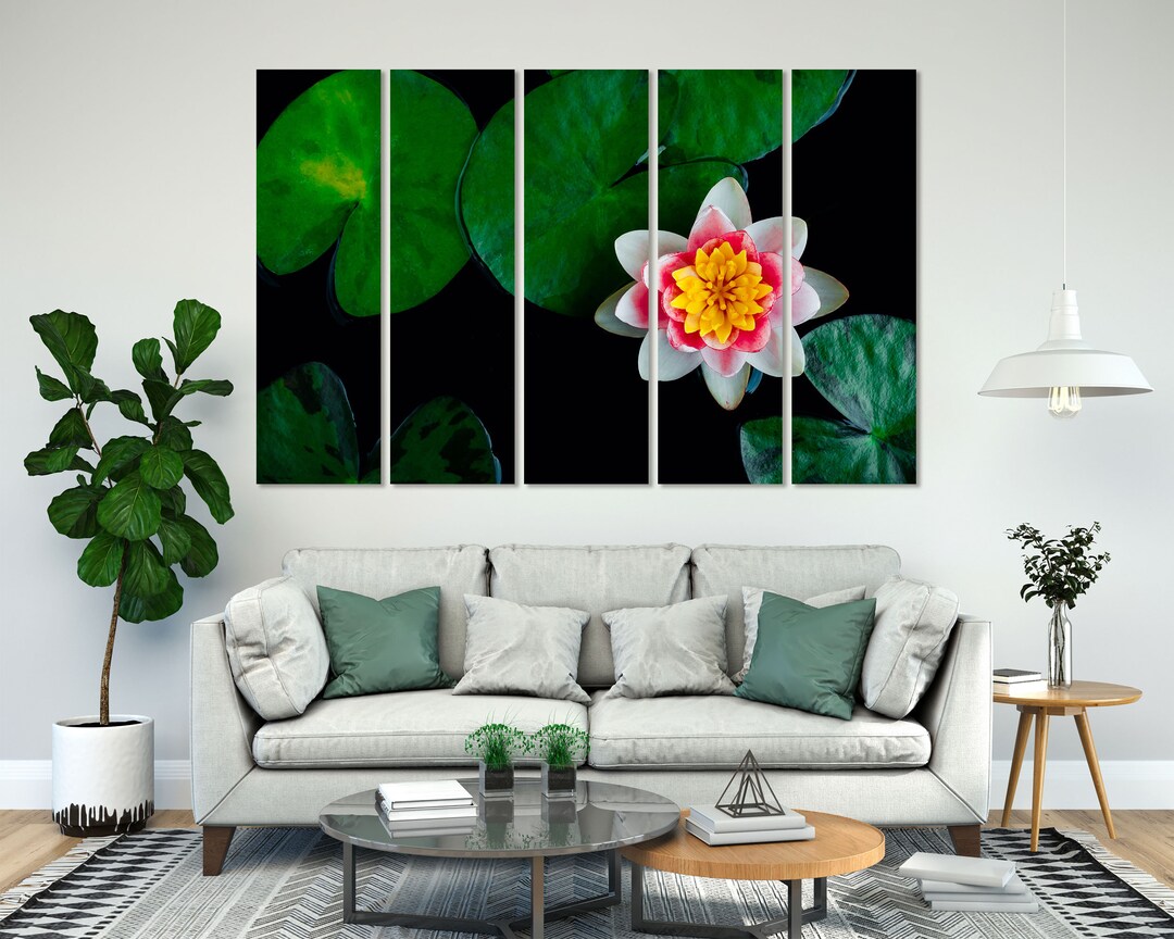 Lotus Leaf Near the Pond Art Print on Canvas, Red Lotus Picture for ...