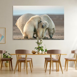 Polar Bears Family Photography Print – Arctic Wildlife Wall Art | Nature Landscape Poster for Animal Lovers & Explorers
