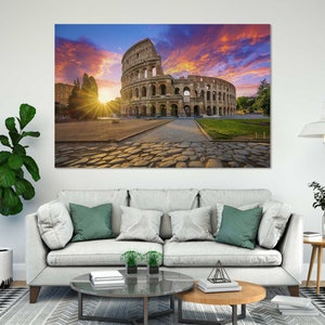Rome Colosseum Photography Print – Ancient Landmark Wall Art | Italy Travel Poster, Roman Empire Architecture Panorama Artwork