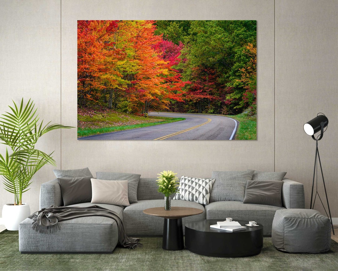 Autumn Road Surrounded by Colorful Trees Popular Decor for Interior