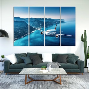 Decor for Wall with Aircraft Picture, Passenger Plane Art Wall, Aircraft Original Art, Airplane Art Present, Aviation Artwork, Logistic Art
