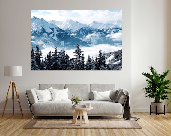 Winter Mountain Landscape Canvas Print – Snowy Alpine Panorama