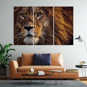 Portrait of Lion contemporary art for living room Lion art print canvas King animals picture for wall Safari animals art for wall Lion photo