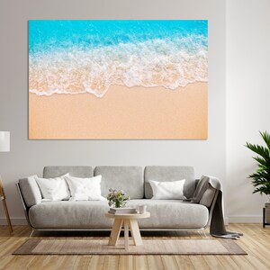 Soft Wave and Sandy Beach Painting Art for Living Room, Tropical Decor, Beach Wall Art, Nautical Print Canvas, Relaxing Art for Home