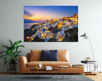 Oia at Sunset Santorini Art for Home, Santorini Greece Travel Art, Santorini Pictures Wall Decoration, Greece Popular Art for Gift