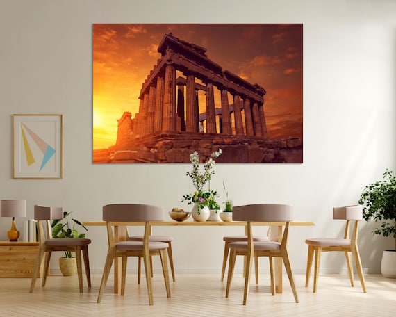 パルテノン神殿のキャンバスプリント、ギリシャ旅行アート、古代建築