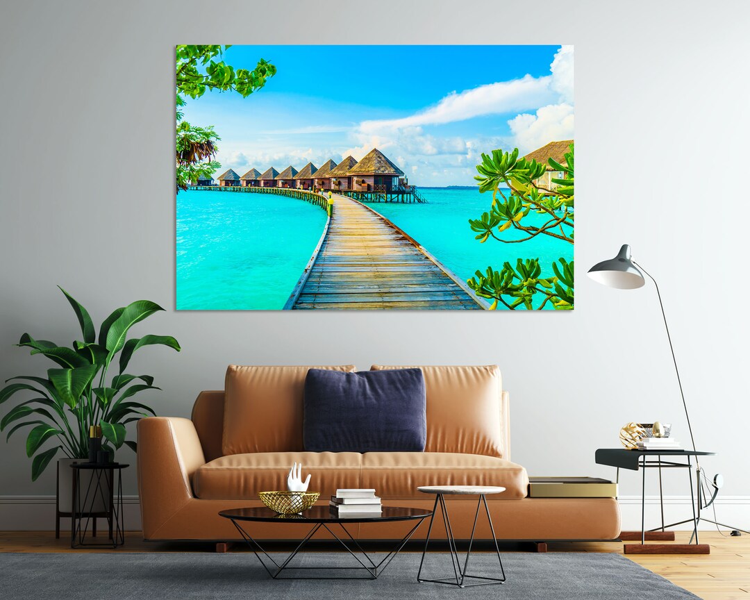 Beach Wall Art Decor for Home, Maldives Wall Decor Print on Canvas ...