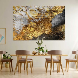 Golden Decor for Home, Gold Abstract Art for Interior, Trendy Abstract Painting Art, Abstract Creative Decor for Room, Gold Art Decor Gift