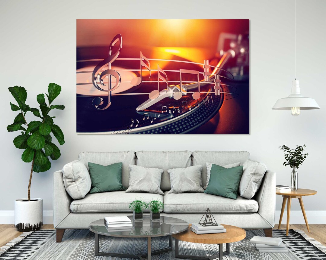 Vinyl Player Music Notes Canvas Print Set, Wall Art Decor - Etsy