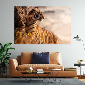 Amazing Bengal Tiger in the Nature Printing Art on Canvas, Tiger Art Wall, Wild Animal Print, Wild Cat Picture Print on Canvas, Safari Art