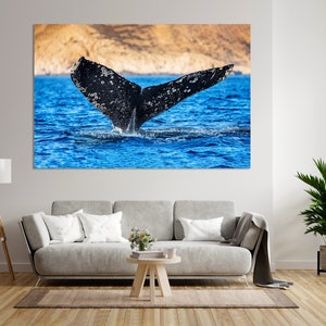 Humpback Whale Tail Photography Print – Ocean Wildlife Wall Art | Marine Life Poster, Nature Animal Artwork, Sea Conservation Decor