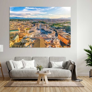 Saint Peter&#39;s Square in Vatican Photo Printing on Canvas, Rome City Home Decor, Rome Large Decor for Wall, Italy Travel, Italy Decor Wall