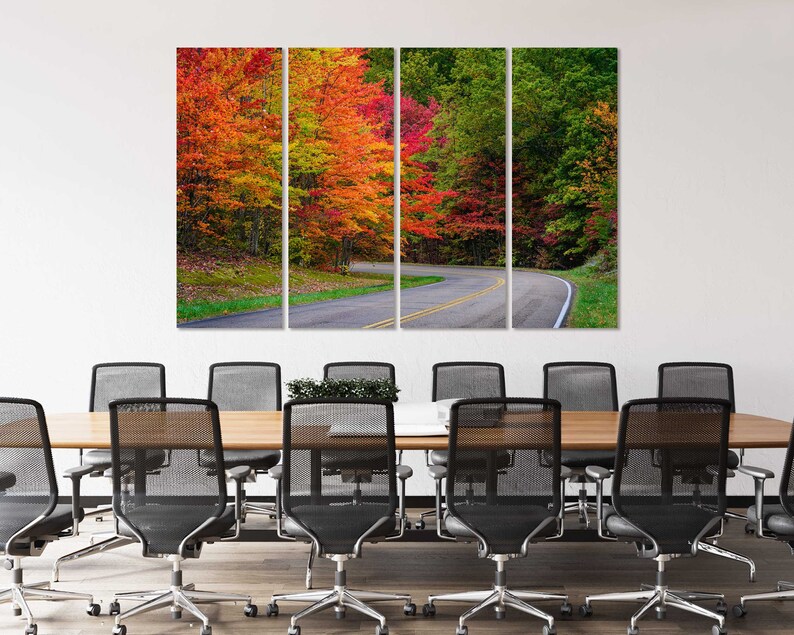 Autumn Road Surrounded by Colorful Trees Popular Decor for Interior