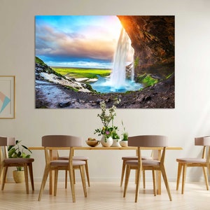 Seljalandsfoss Waterfall Photography Print – Iceland Travel Wall Art | Nordic Landscape Poster, Scenic Nature Panorama Artwork