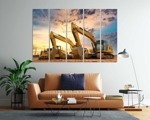 Excavators at Construction Site Office Wall Decor Business | Etsy