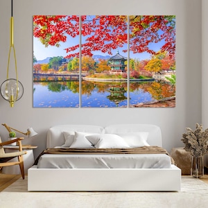 Colorful Gyeongbokgung Palace in Seoul Wall Art, South Korea Print Art on Canvas, Seoul Landscape on Canvas, Seoul Photo for Home Decor