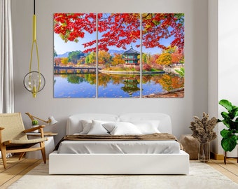 Colorful Gyeongbokgung Palace in Seoul Wall Art, South Korea Print Art on Canvas, Seoul Landscape on Canvas, Seoul Photo for Home Decor