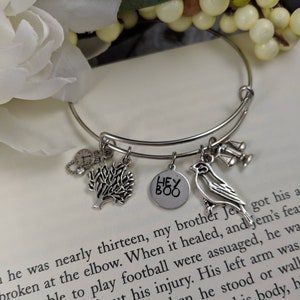 To Kill A Mockingbird Inspired Charm Braclet, Classic Literature Jewelry, Atticus Finch, Scout, Boo Radley, Book Lover Jewelry