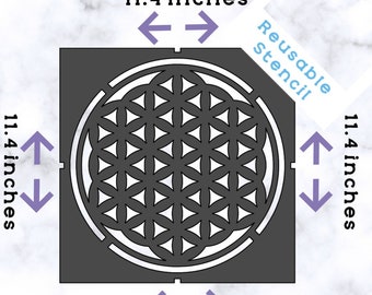 Flower of Life Reusable Stencil - 190 Micron Mylar Stencil Sheet - 11.4 x 11.4 inches - Sacred Geometry Inspired Design -