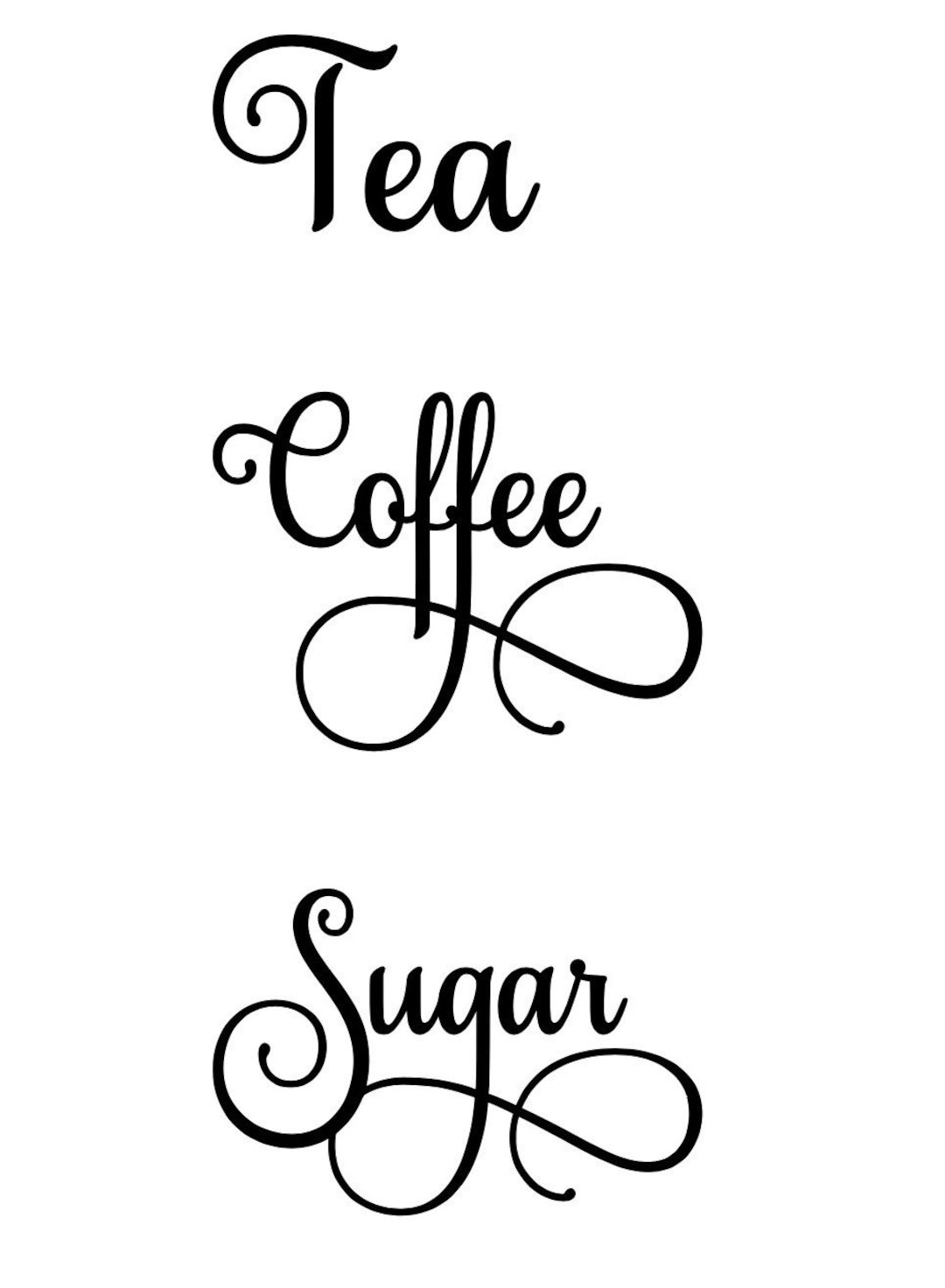 Kitchen Organisation Labels Spice Jars Tea Coffee Sugar Canister Labels