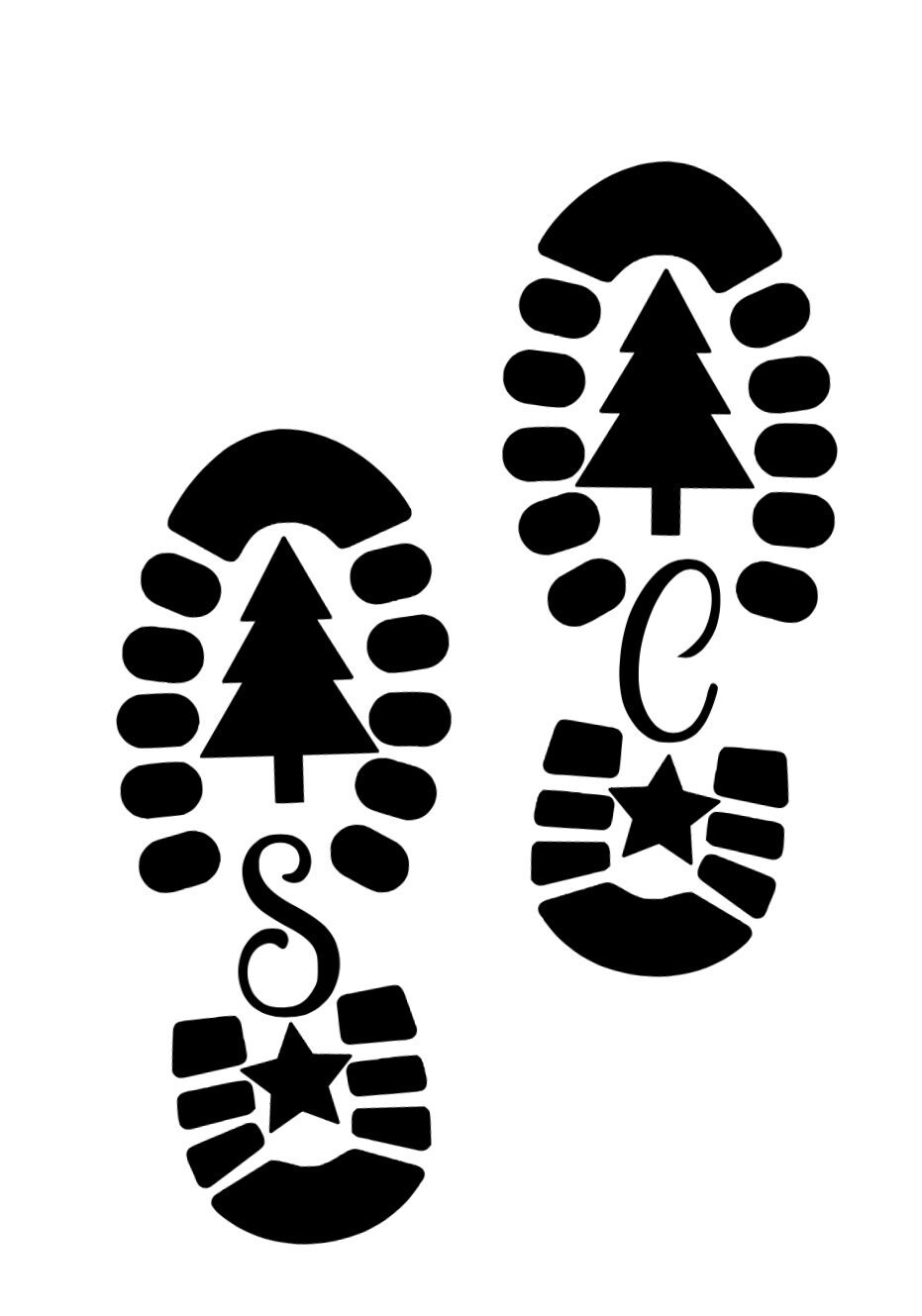 Santa Claus Boot Print Stencil 190 Micron Mylar Stencil 2 X Etsy Canada