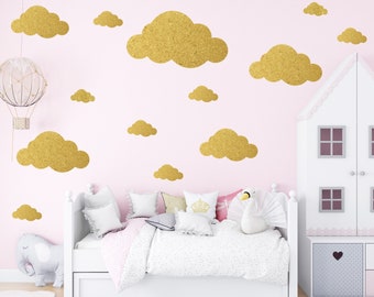 Set of 100 Cloud Wall Stickers Removable Vinyl - Mixed Sizes - 3 inch - 6 inch - 9 inch - 12 inch - Rainclouds Wall Stickers - Cloud Decals