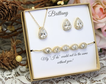 Bridesmaid gift set, Bridesmaid earrings, Wedding Earrings, Teardrop Earrings, Bridesmaid necklace, earrings, bracelet set, Wedding Jewelry