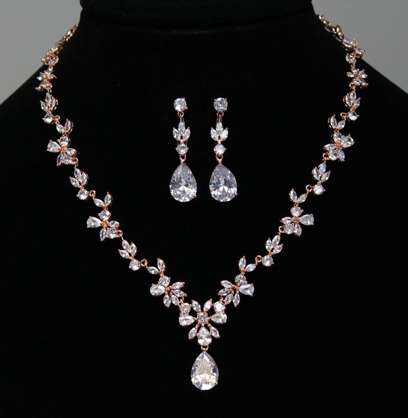 Red Bridal Jewelry Set Burgundy Bridal Earrings CZ Necklace Etsy