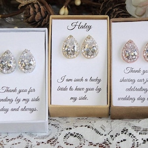 Custom Bridesmaid gifts, Personalized bridesmaid earrings, wedding earrings, tear drop earrings, bridal party gift, Bridesmaid proposal gift