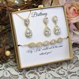 Personalized bridesmaid gifts, Bridesmaid necklace earring set, bridesmaid Earrings, Tear drop earring bracelet set, Bridesmaid necklace