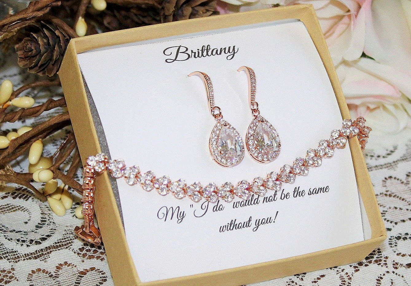Custom color Bridesmaid gift set Tear drop bridesmaid | Etsy