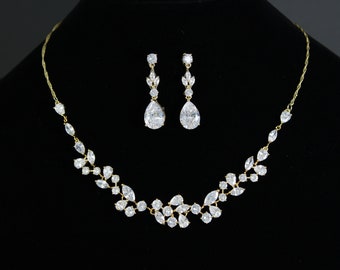 CZ  Bridal Jewelry set, Bridesmaid Earrings, CZ Necklace, Bridal Necklace, Cubic Zirconia Bracelet, Wedding Jewelry, Bridesmaid gift
